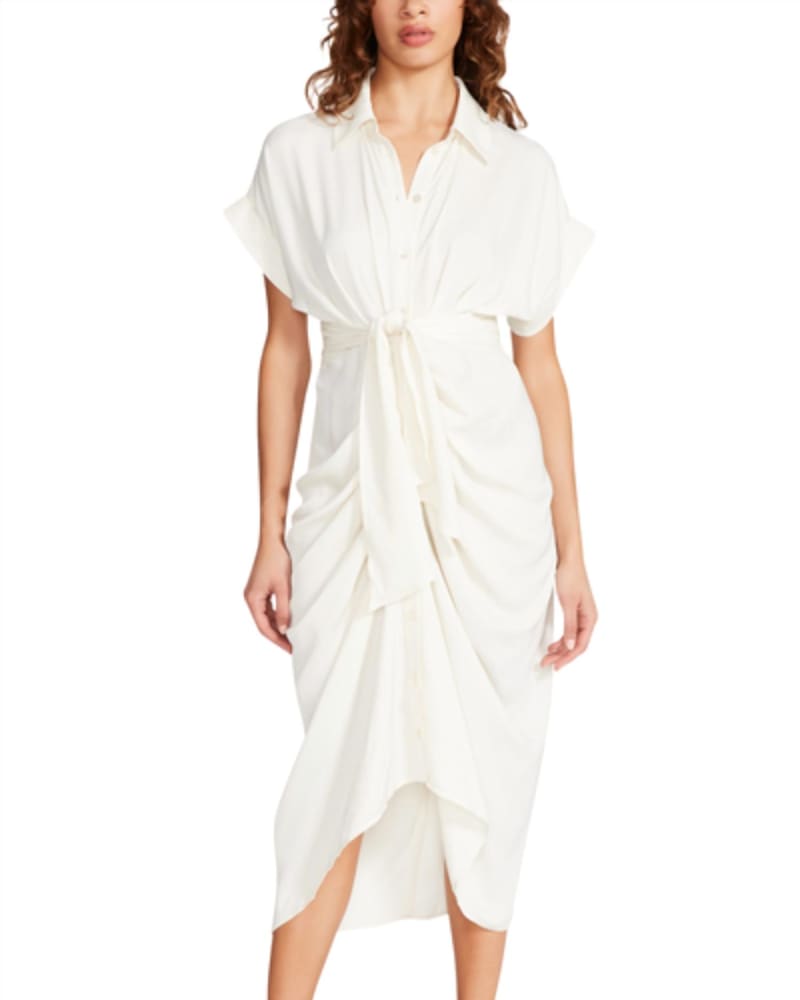 Front of a model wearing a size 10 Tori Dress In Ivory in Ivory by STEVE MADDEN. | dia_product_style_image_id:342260